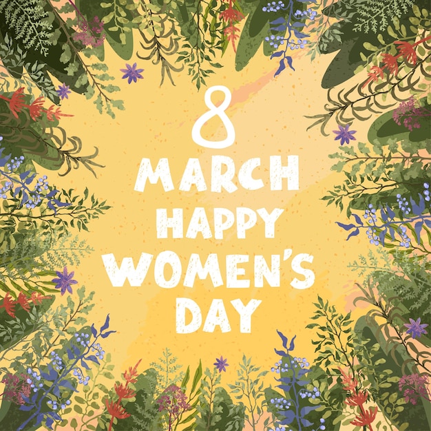 Vector vector colorful cute illustration of spring bouquet happy womens day march 8