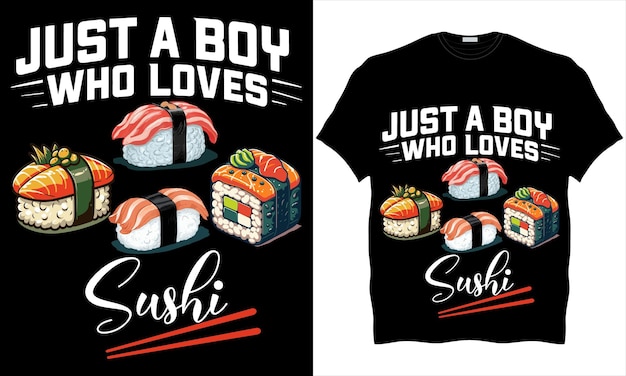 Vector colorful graphic tshirt of Sushi trendy design