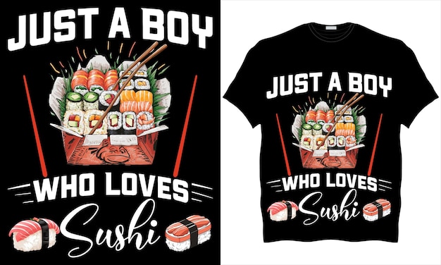 Vector colorful graphic tshirt of Sushi trendy design