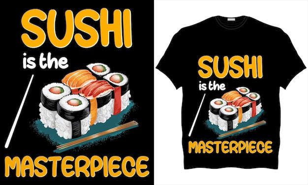 Vector vector colorful graphic tshirt of sushi trendy design