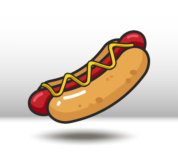 Vector colorful icon of hot dog Isolated on white background