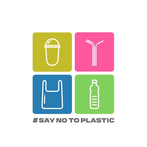 vector colorful icon say no to plastic