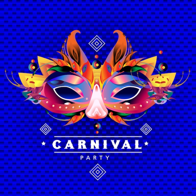 Vector Colorful Illustration of Carnival Mask