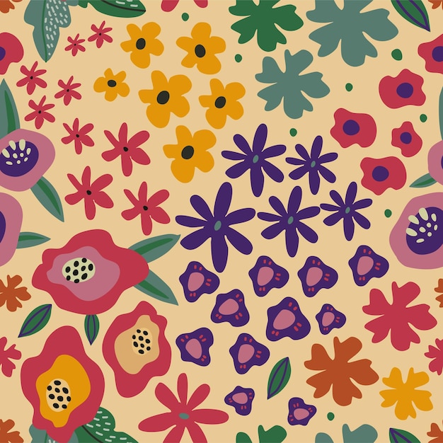 vector colorful natural seamless patterns with flowers leaves and plants