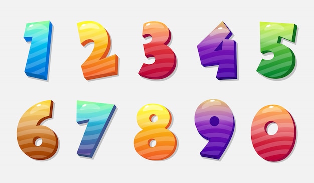 Vector Colorful Numbers Set 0 to 9