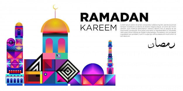 Vector colorful ramadan islamic greeting card and banner