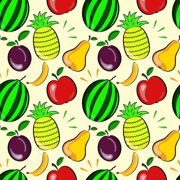 Vector colorful seamless background Diet Fruit drawing