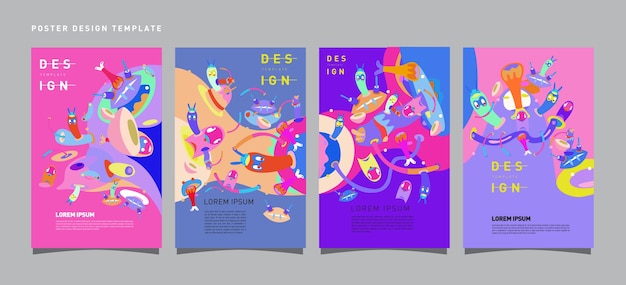 Vector Colorful Set of Poster Design template for Toys and hobby festival