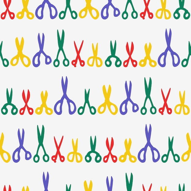 Vector Colorful Silhouette Scissors Seamless Pattern Illustration