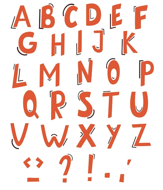 Vector of colorful stylized font and alphabet. Cute English alphabet. 