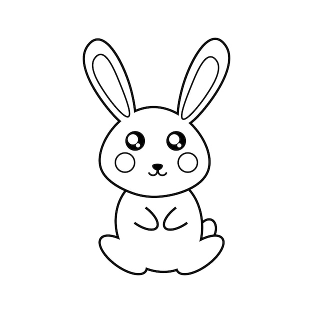 Vector coloring black and white cute rabbit