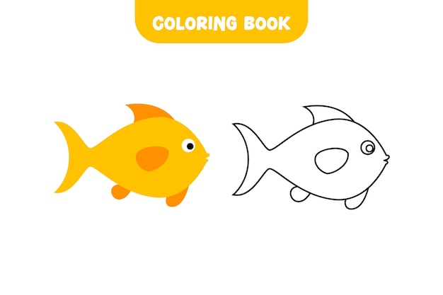 Vector coloring drawing fish concept design