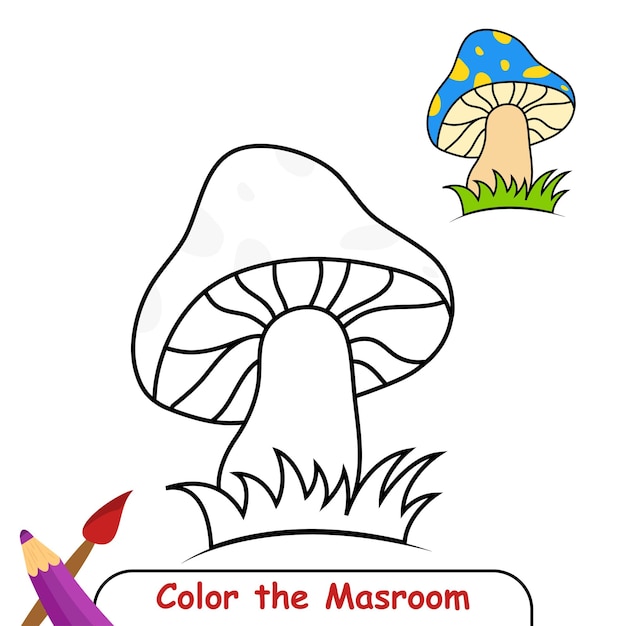 Vector coloring page for kids Mushroom vector graphics