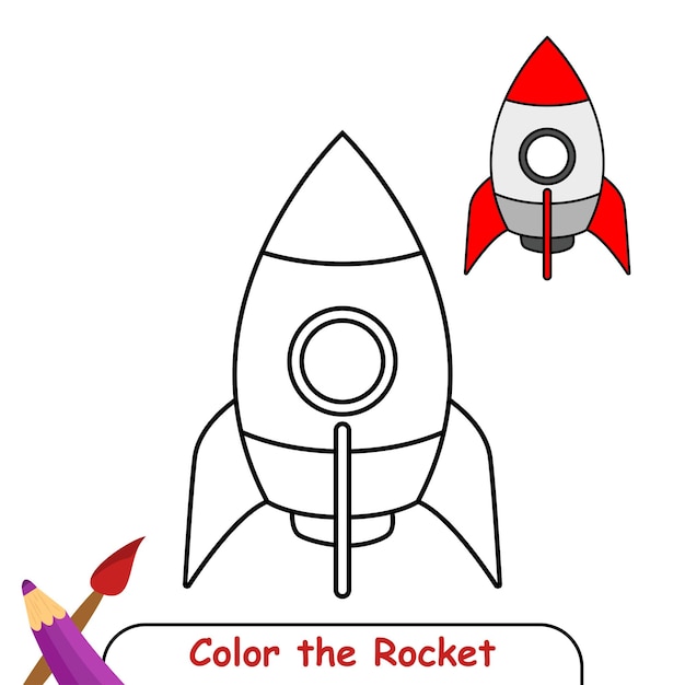 Vector coloring page for kids Rocket vector graphics