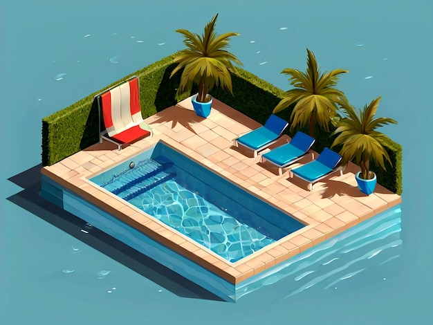 Vector Coloured swimming pools collection isolated