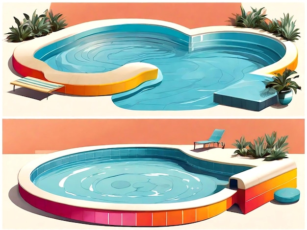 Vector Coloured swimming pools collection isolated