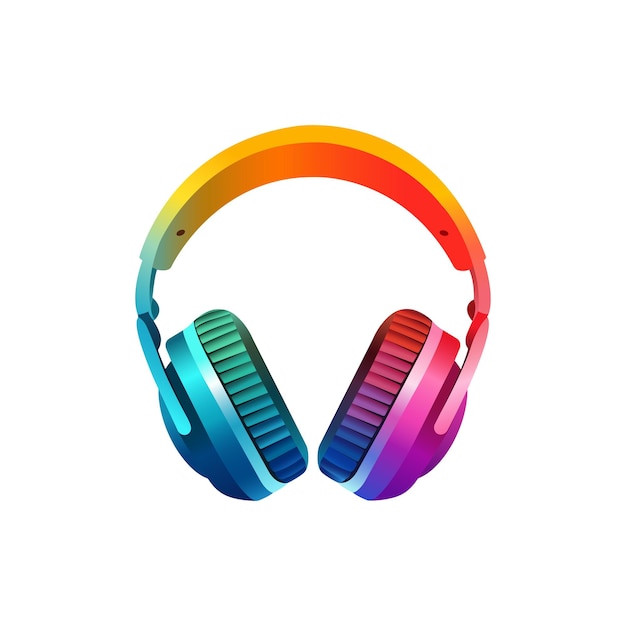 vector colourful headphone logo template design