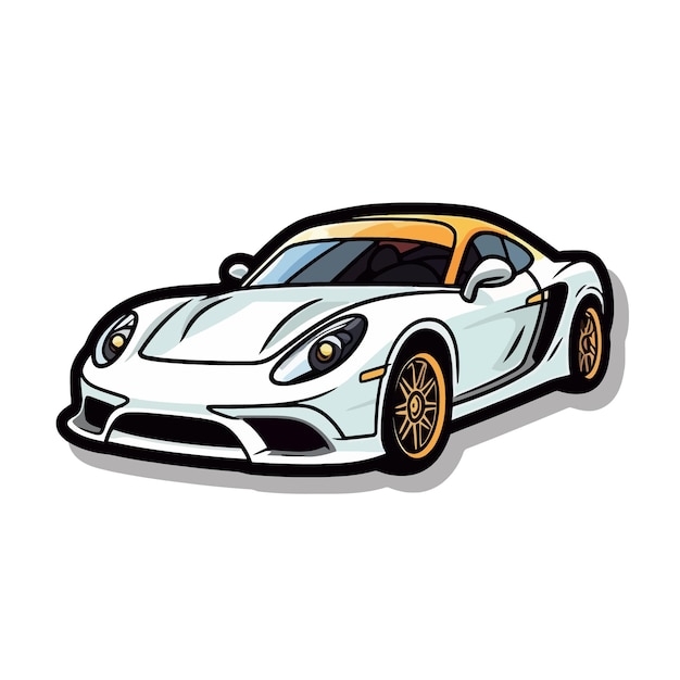 vector compact car cartoon sticker on white background