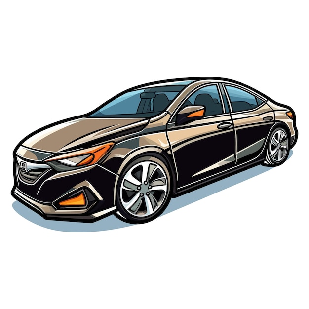 vector compact car cartoon sticker on white background