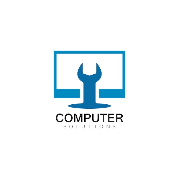 Vector computer and laptop repair logo template icon illustration