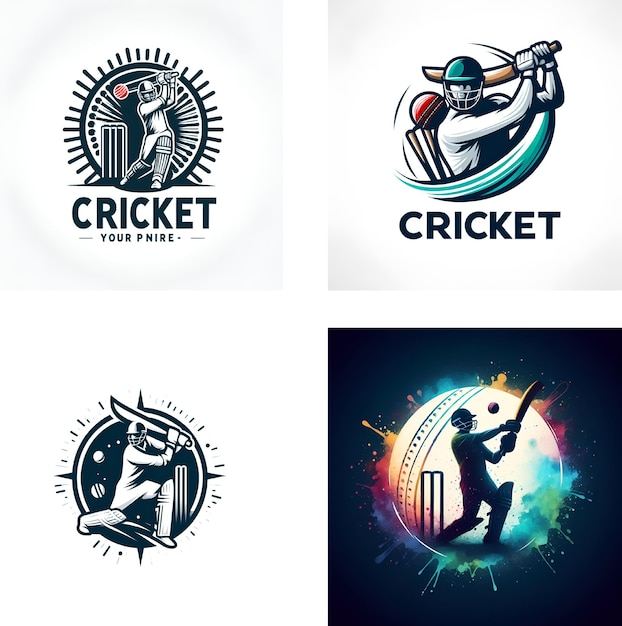 vector concept of batsman playing cricket logo