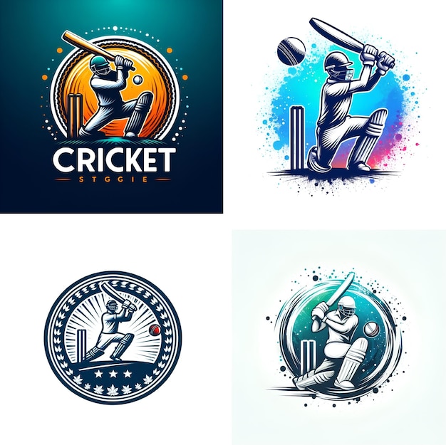 vector concept of batsman playing cricket logo