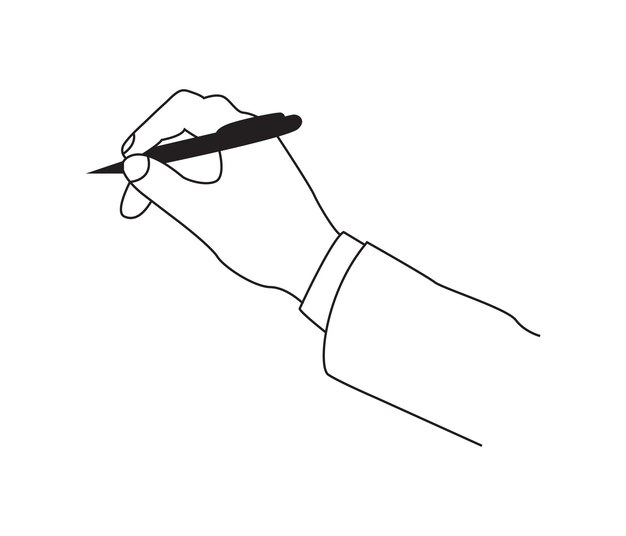 Vector vector continuous line drawing of hand holding pen