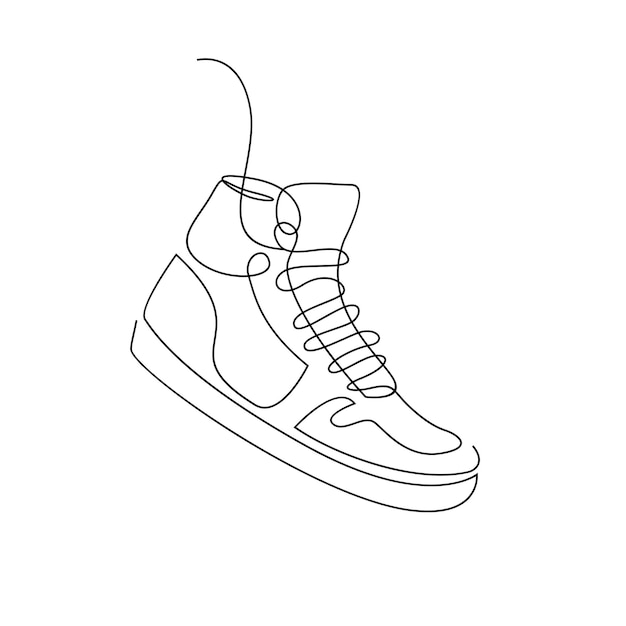 Vector continuous line drawing sneakers