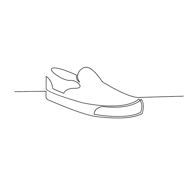 Vector continuous line drawing sneakers