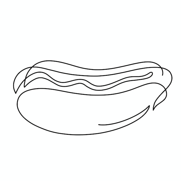 Vector continuous one line hotdog illustration