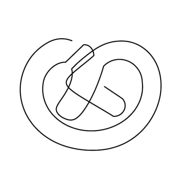 Vector continuous one line pretzel illustration