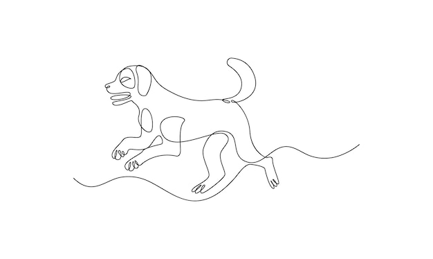 Vector vector continuous one simple single abstract line drawing of dog pet animal isolated on a white back