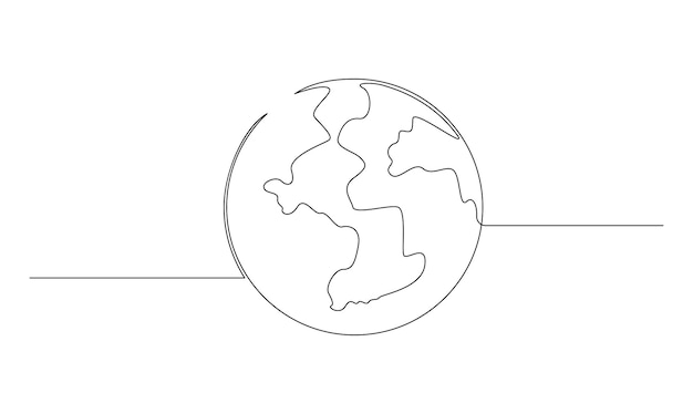 Vector vector continuous one simple single abstract line drawing of world map isolated on a white backgroun