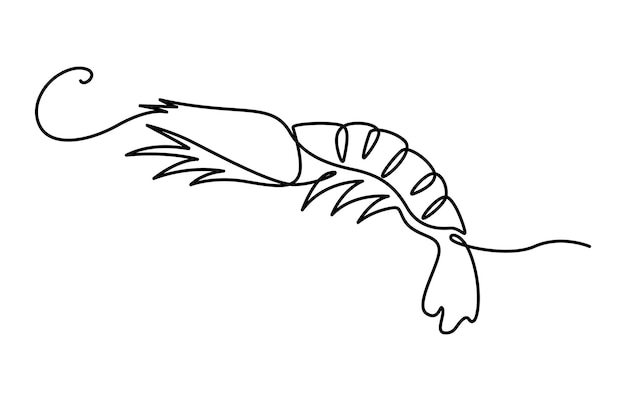 Vector continuous one single line drawing icon of lobsters crayfish in silhouette on a white