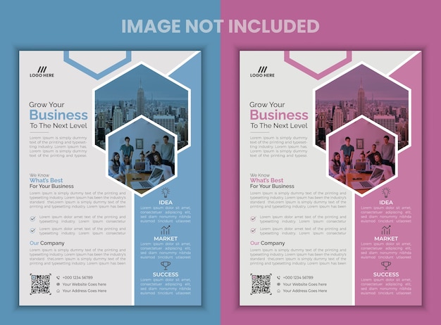 Vector Corporate Business Flyer Design Template In 2 Colors Set