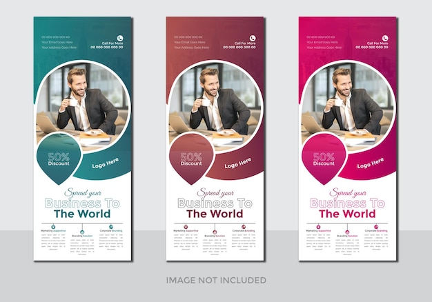 Vector corporate business roll up or stand banner pull up roll up banner standee template promotiona