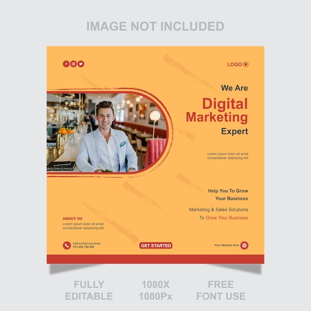 Vector corporate digital marketing agency social media post and banner template