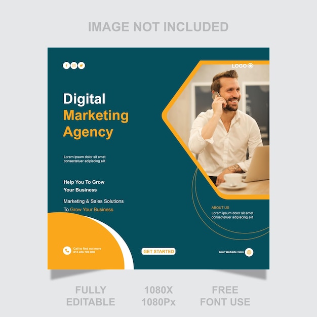 Vector corporate digital marketing agency social media post and banner template