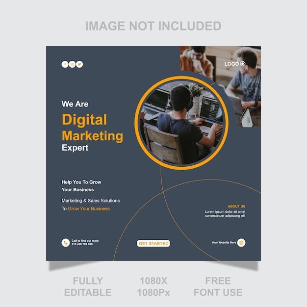 Vector corporate digital marketing agency social media post and banner template