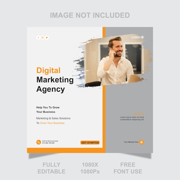 Vector corporate digital marketing agency social media post and banner template