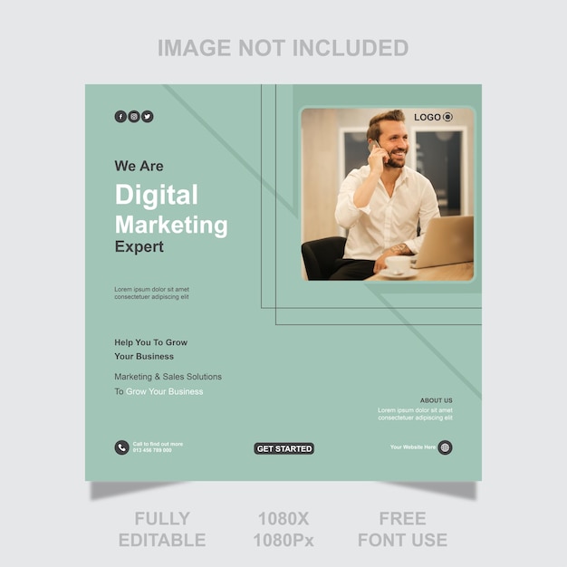 Vector corporate digital marketing agency social media post and banner template