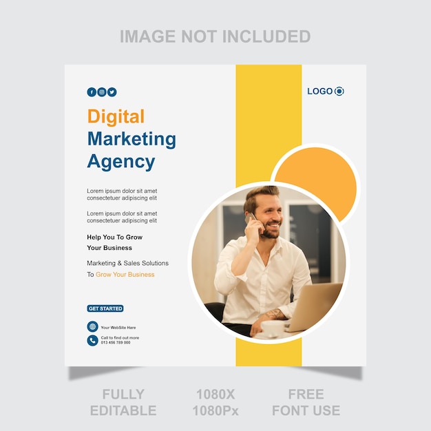 Vector corporate digital marketing agency social media post and banner template