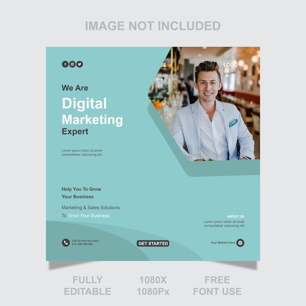 Vector corporate digital marketing agency social media post and banner template