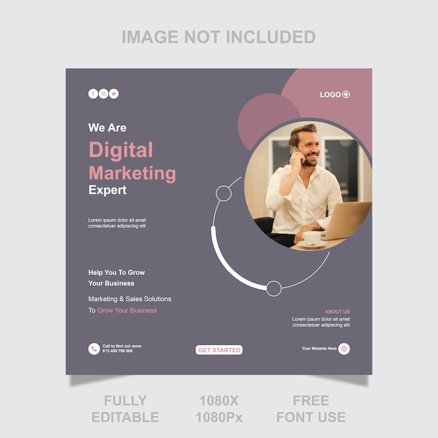 Vector corporate digital marketing agency social media post and banner template