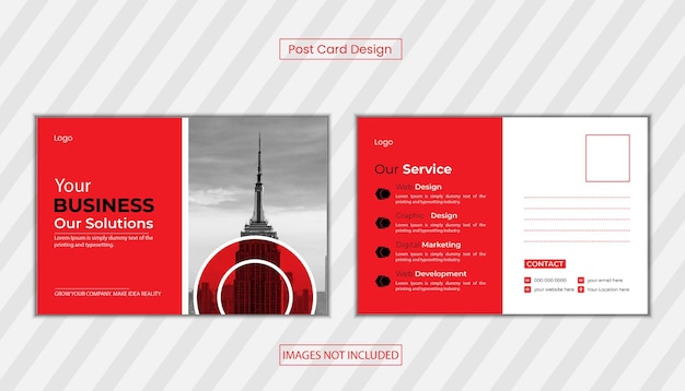 Vector corporate postcard design template for business agency