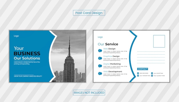 Vector corporate postcard design template for business agency