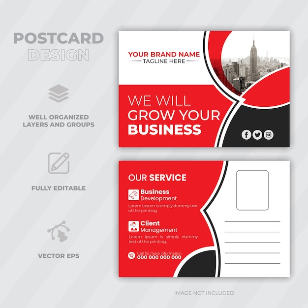 Vector corporate postcard design template