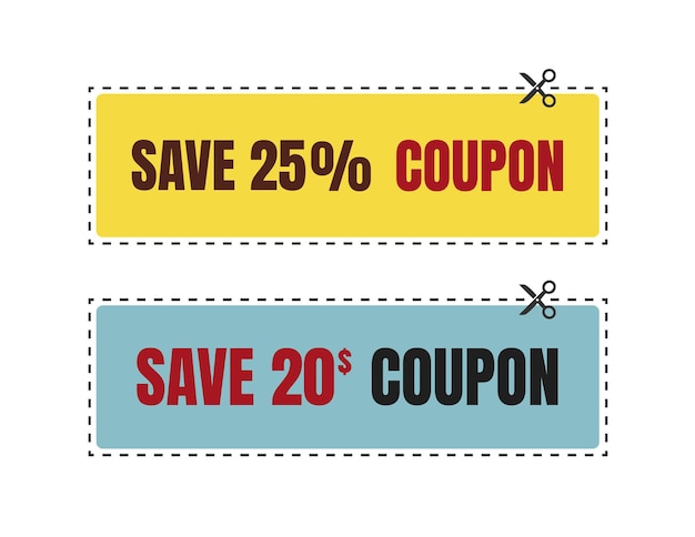 Vector coupon discount isolated gift voucher for business set of promo coupons