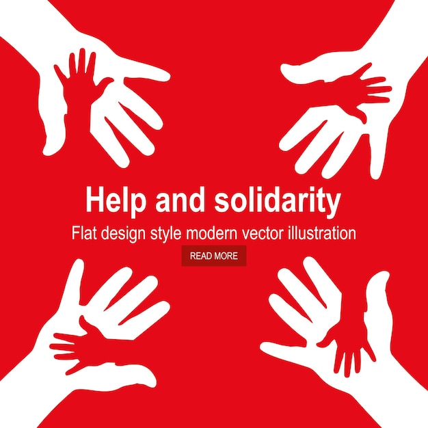 Vector vector cover two hands, help and solidarity