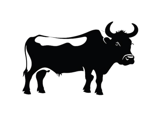 vector cow cartoon silhouette icon illustration isolated AI_Generated